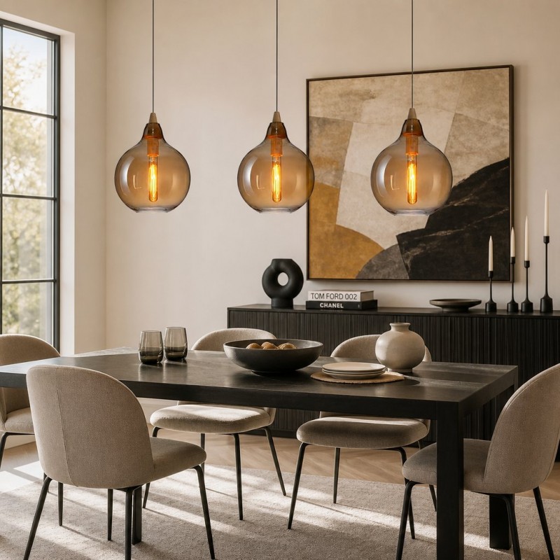 Zyren Modern Art Amber Glass Pendant Light