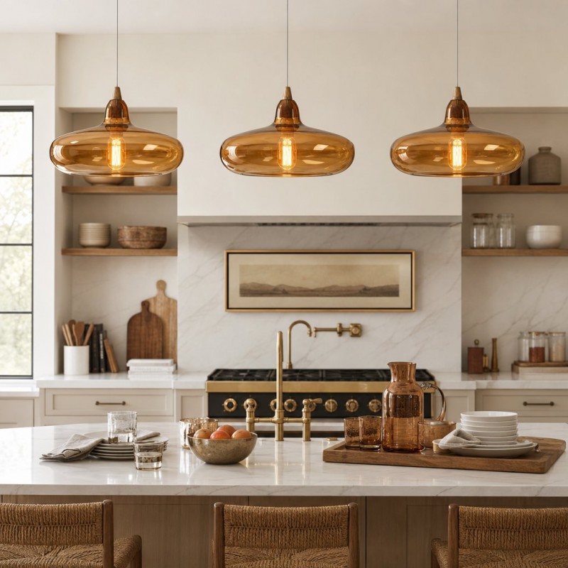 Zyren Modern Art Amber Glass Pendant Light