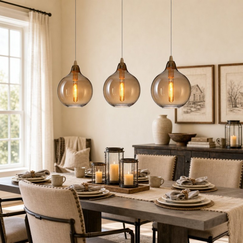 Zyren Modern Art Amber Glass Pendant Light
