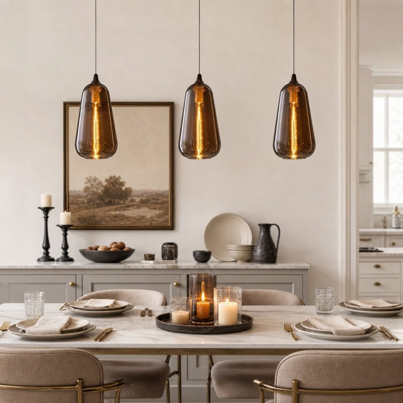 Zyren Modern Art Amber Glass Pendant Light