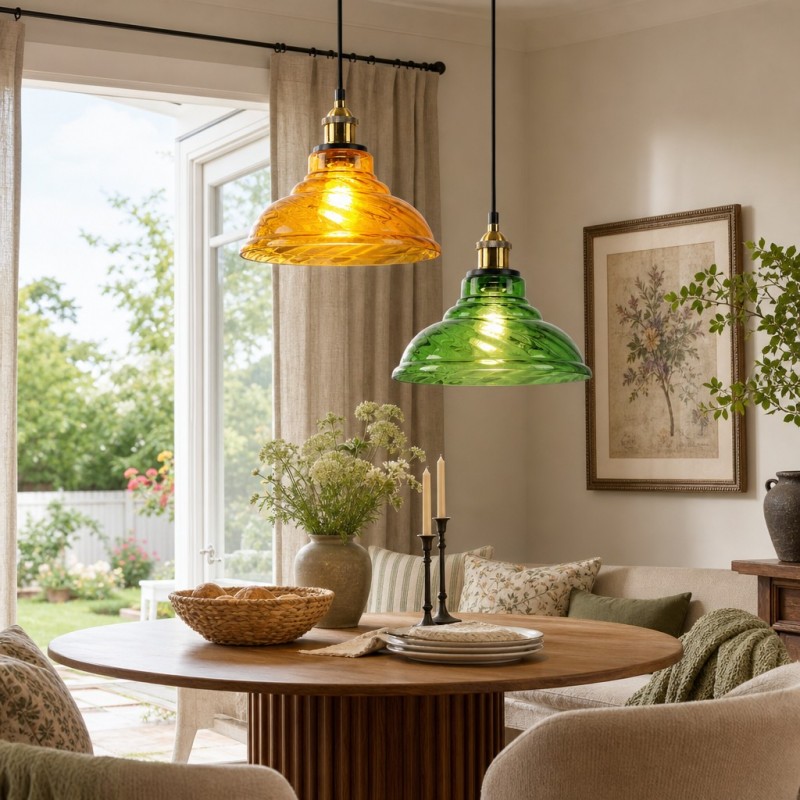 Benjin Modern Colorful Trumpet Glass Pendant Light