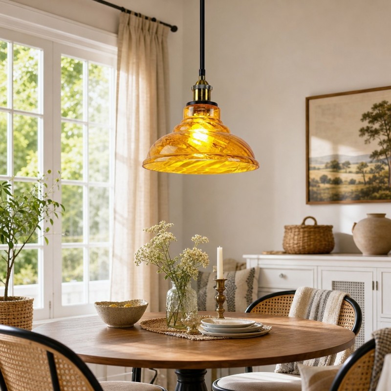 Benjin Modern Colorful Trumpet Glass Pendant Light