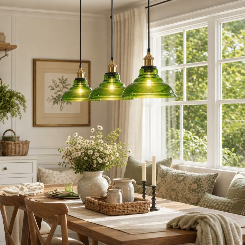 Benjin Modern Colorful Trumpet Glass Pendant Light