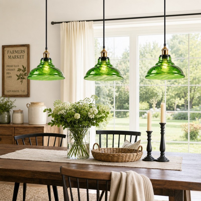 Benjin Modern Colorful Trumpet Glass Pendant Light
