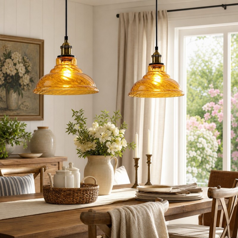 Benjin Modern Colorful Trumpet Glass Pendant Light