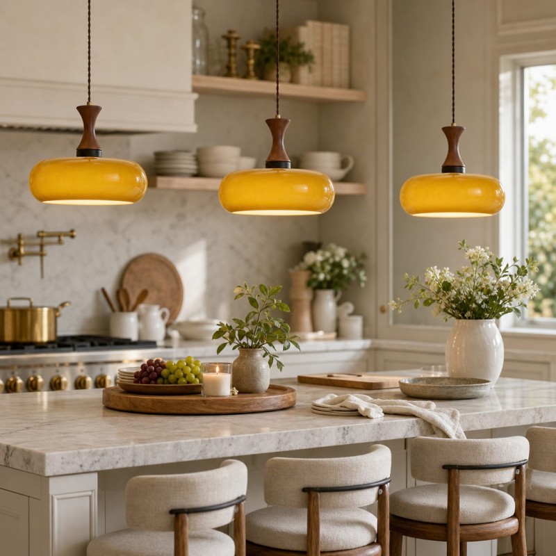 Nyxaris Vintage Bauhaus Round Glass Pendant Light