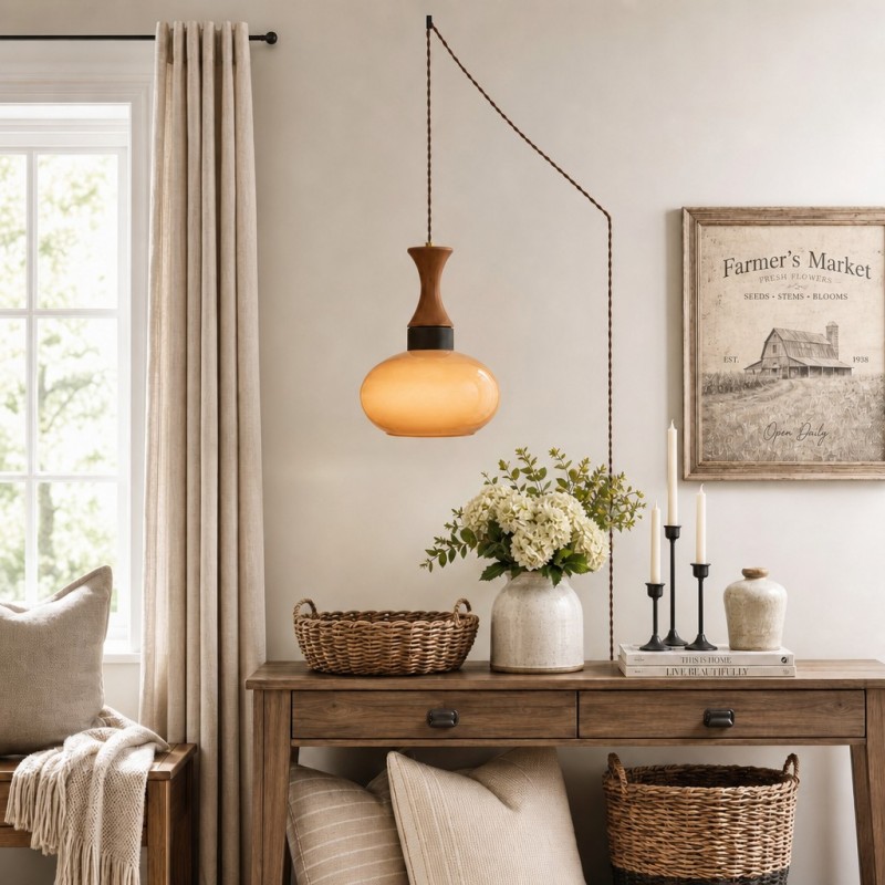Nyxaris Vintage Bauhaus Round Glass Pendant Light