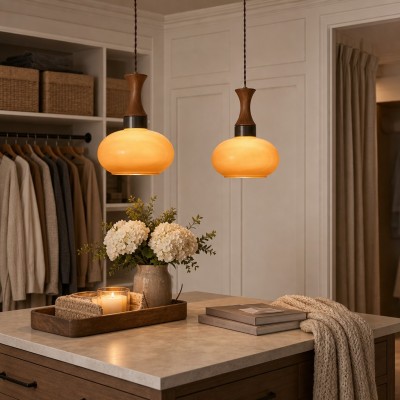 Nyxaris Vintage Bauhaus Round Glass Pendant Light