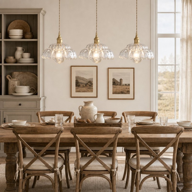 Worlanth Mid Century Clear Glass Flower Pendant Light