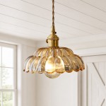 Worlanth Mid Century Clear Glass Flower Pendant Light