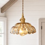 Worlanth Mid Century Clear Glass Flower Pendant Light