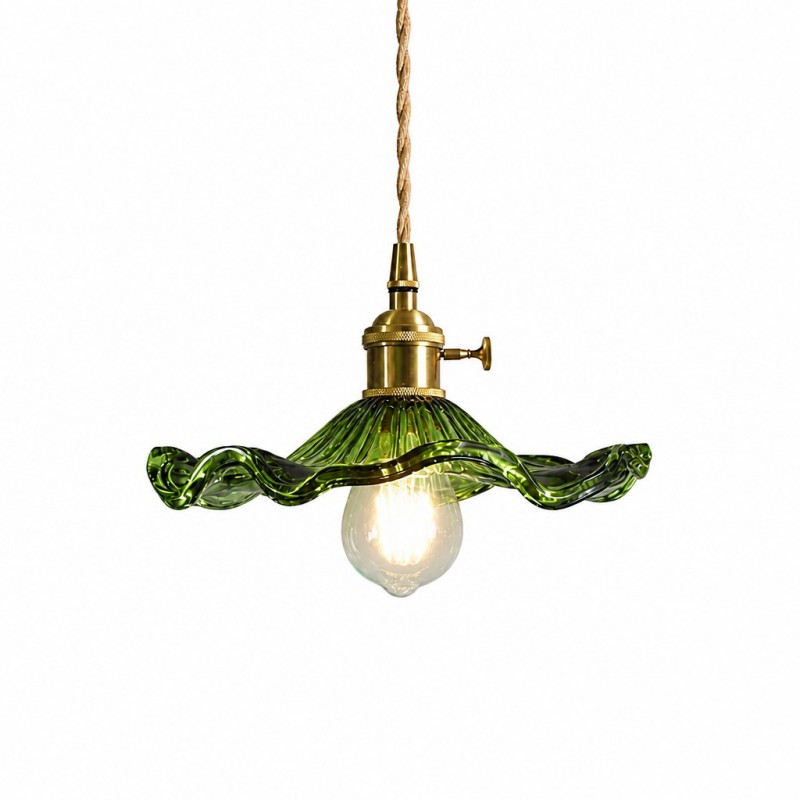 Liliana Retro Hibiscus Flower Glass Shade Pendant Light