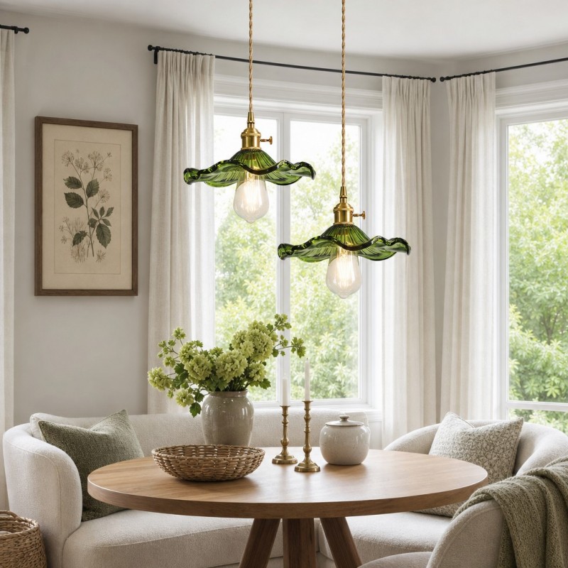 Liliana Retro Hibiscus Flower Glass Shade Pendant Light