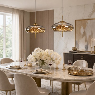 Atria Luxury Led Geometric Globe Sprinkle Pendant Light