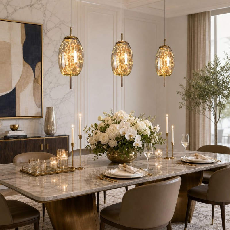 Atria Luxury Led Geometric Globe Sprinkle Pendant Light