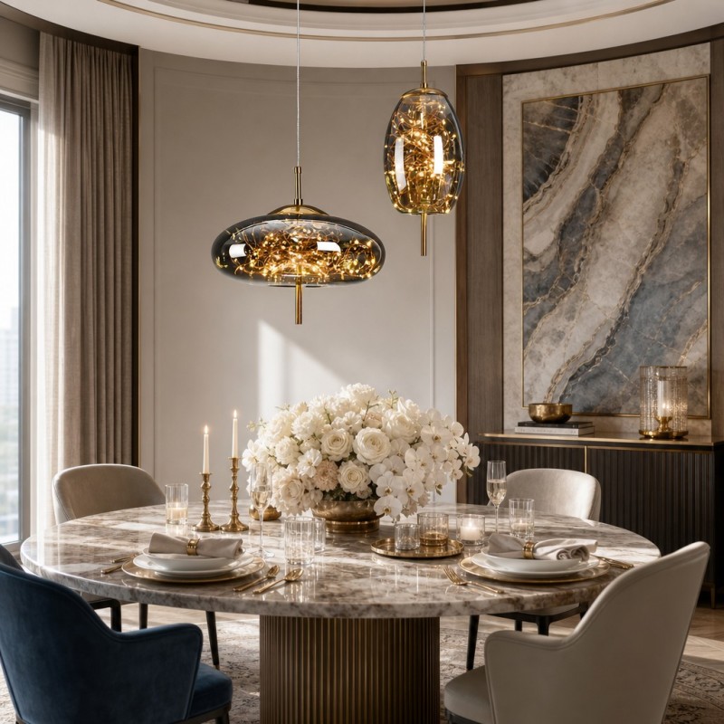 Atria Luxury Led Geometric Globe Sprinkle Pendant Light