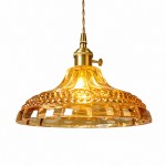 Olyx Amber Textured Glass Pot Lid Pendant Light
