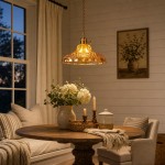 Olyx Amber Textured Glass Pot Lid Pendant Light