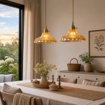 Olyx Amber Textured Glass Pot Lid Pendant Light