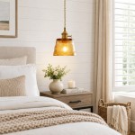 Seraphel Vintage 1-Light Glass Brass Pendant Light