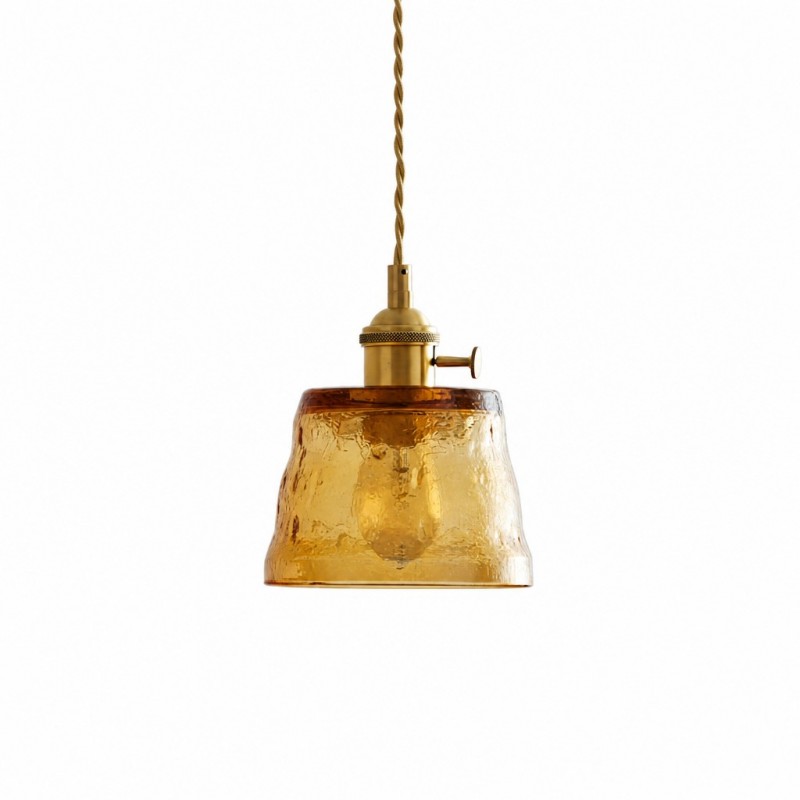 Seraphel Vintage 1-Light Glass Brass Pendant Light