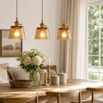 Seraphel Vintage 1-Light Glass Brass Pendant Light
