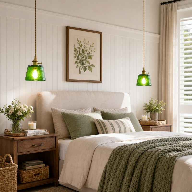Seraphel Vintage 1-Light Glass Brass Pendant Light