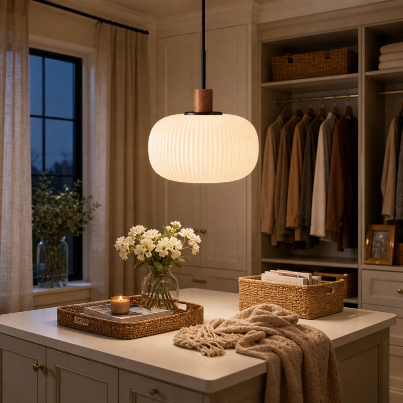 Aetheryn Nordic Ribbed Glass Pendant Lamp