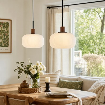 Aetheryn Nordic Ribbed Glass Pendant Lamp