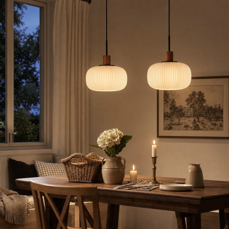 Aetheryn Nordic Ribbed Glass Pendant Lamp