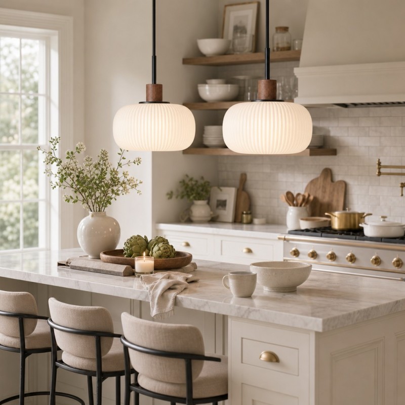 Aetheryn Nordic Ribbed Glass Pendant Lamp