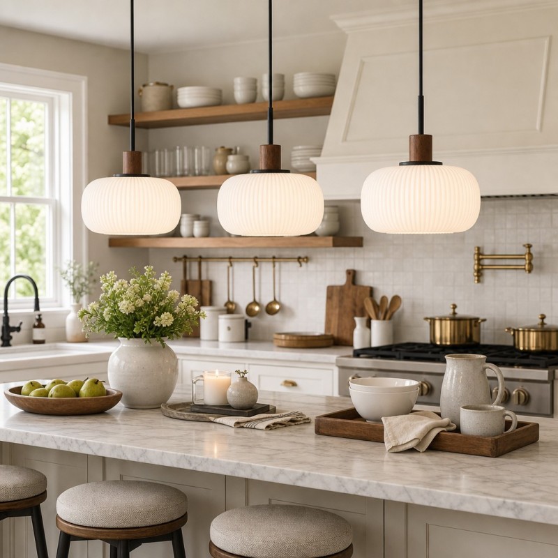 Aetheryn Nordic Ribbed Glass Pendant Lamp