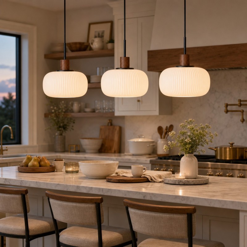 Aetheryn Nordic Ribbed Glass Pendant Lamp