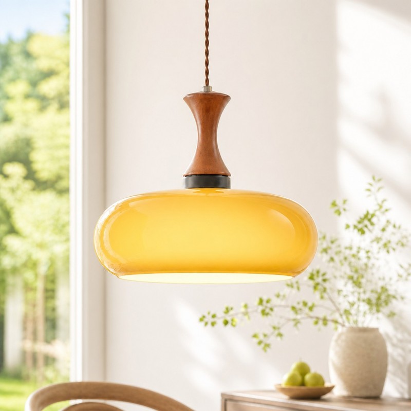 Nyxaris Vintage Bauhaus Round Glass Pendant Light