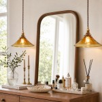 Vythar Retro Brass Cone Amber Glass Pendant Light