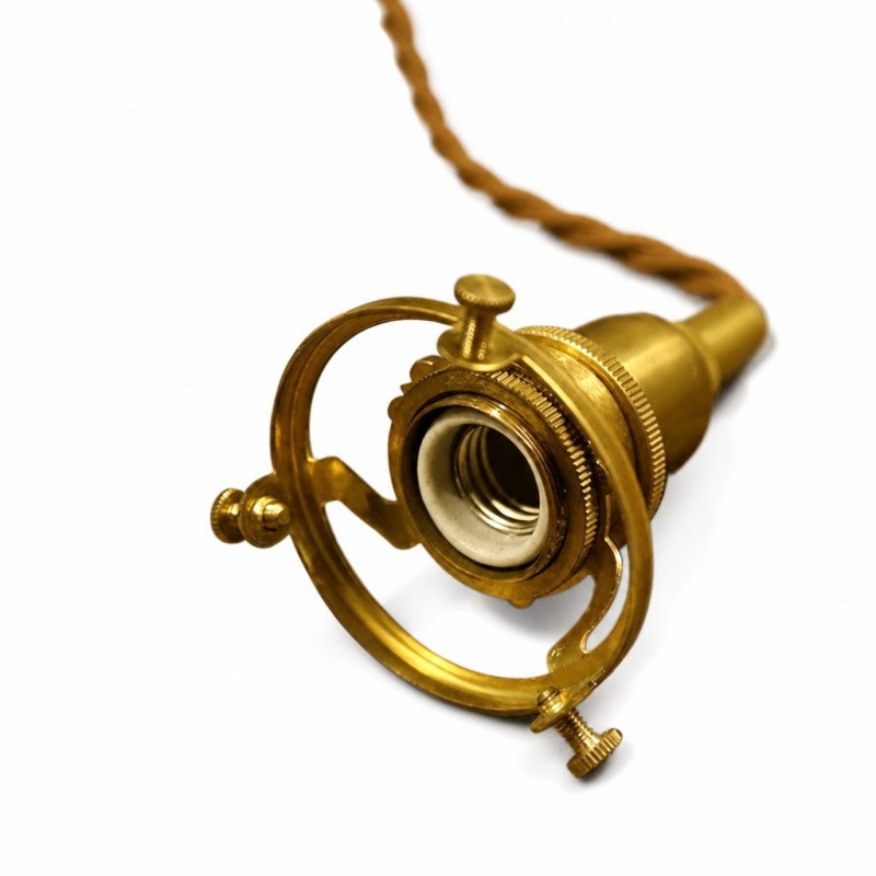 Vythar Retro Brass Cone Amber Glass Pendant Light