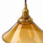 Vythar Retro Brass Cone Amber Glass Pendant Light