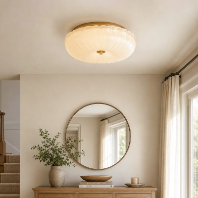 Caladri French Round Ripple LED Glass Ceiling Light