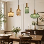 Zarek Lantern Shape Vertical Striped Stained Glass Pendant Light