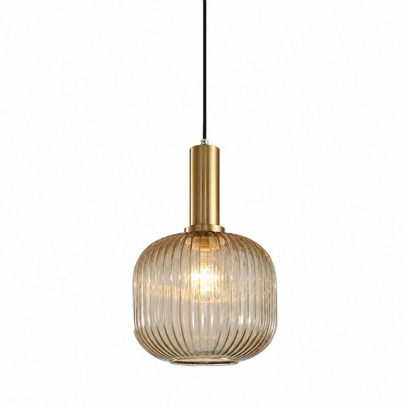 Zarek Lantern Shape Vertical Striped Stained Glass Pendant Light