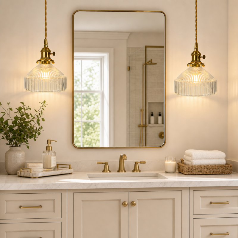Zyrion Retro Ribbed Clear Glass Pendant Light