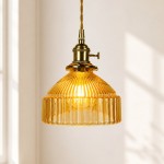 Zyrion Retro Ribbed Clear Glass Pendant Light