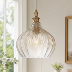 Nori Minimalist Brass Glass Cone Pendant Light