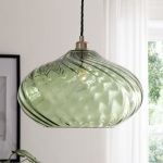 Fawen Retro Floral  Ribbed Glass Shade Pendant Light