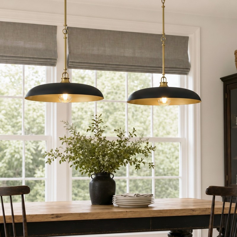 Leila Retro Round Saucer Style Shade Metal Pendant Light