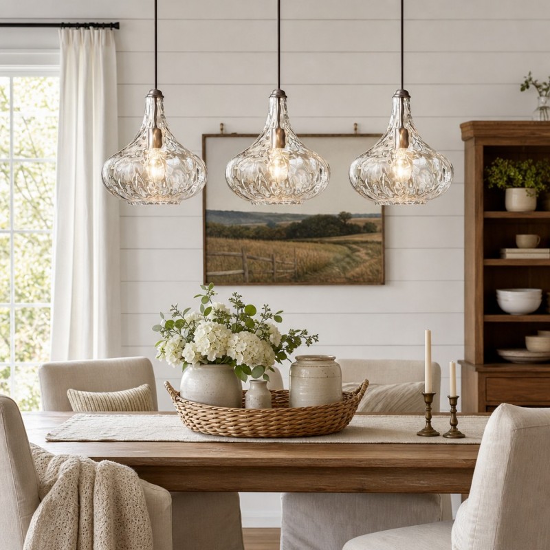 Neville Modern Water Ripples Glass Pendant Light