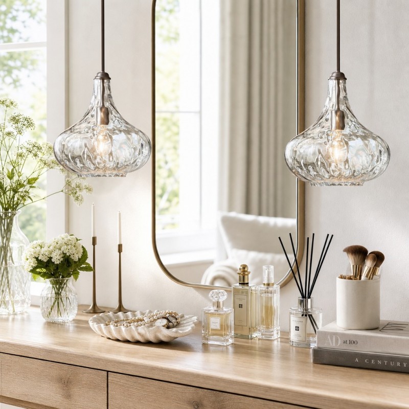 Neville Modern Water Ripples Glass Pendant Light