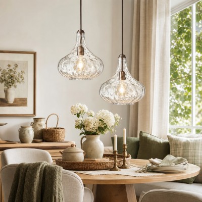 Neville Modern Water Ripples Glass Pendant Light