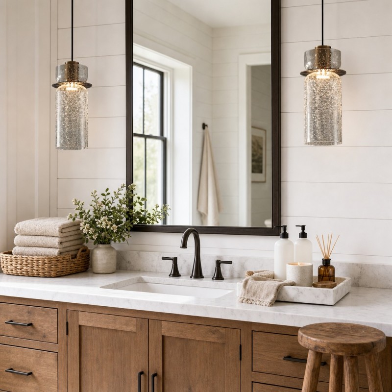 Arloen Modern Crackle Glass Pendant Light