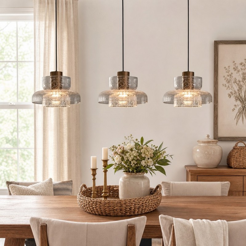 Arloen Modern Crackle Glass Pendant Light